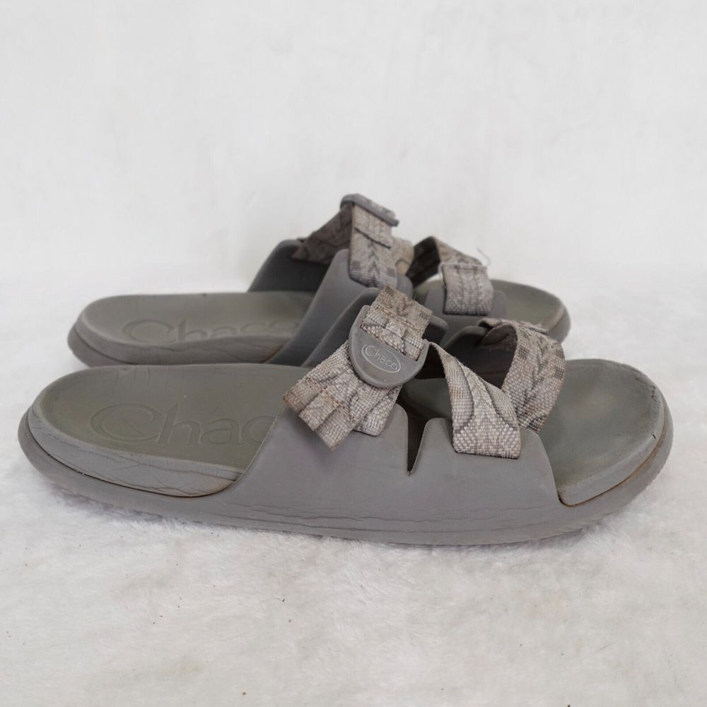 Chaco CHILLOS‎ Slide Sandals Womens 11 M Gray Adjustable Strap Slip On Vegan
